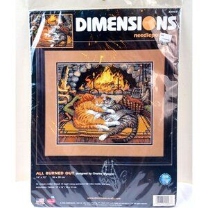 Dimensions Needlepoint Kit All Burned Out Charles Wysock Cats Sealed 2002